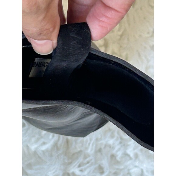 BALENCIAGA Women’s Size Size 6 (36) Black leather platform Mules Peep Toe Chunky - Picture 14 of 16